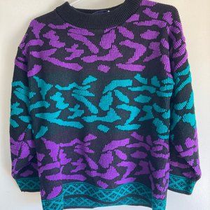 Vintage Purple and Black Sweater - L/XL